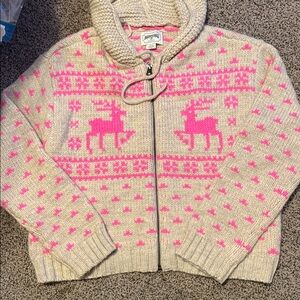 American Eagle Outfitters Cream and Pink Knit Sweater